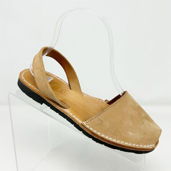 Ciutadella de Menorca Spain Avarcus Brown Leather Slingback Sandals Size 6 - Picture 1 of 13